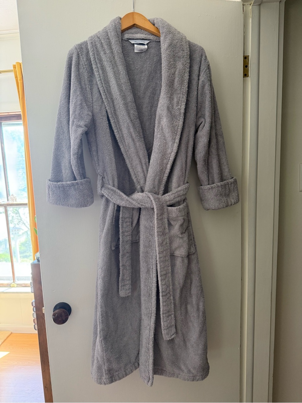 Company Store Gray Terry Shawl Collar Bath Robe with Belt